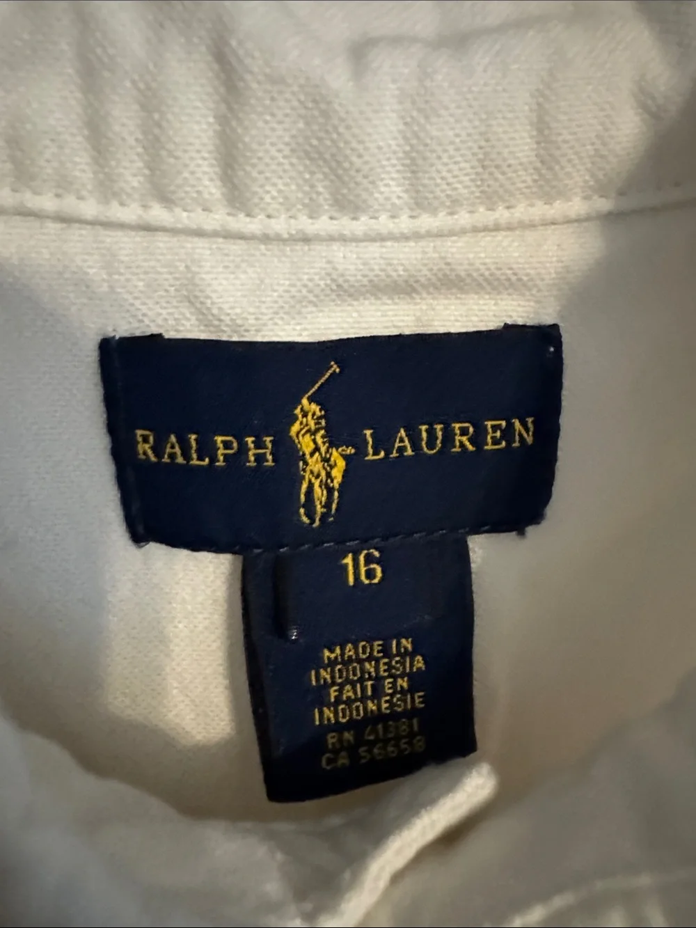 Boys Ralph Lauren white button down with Embroidered Pony size 16